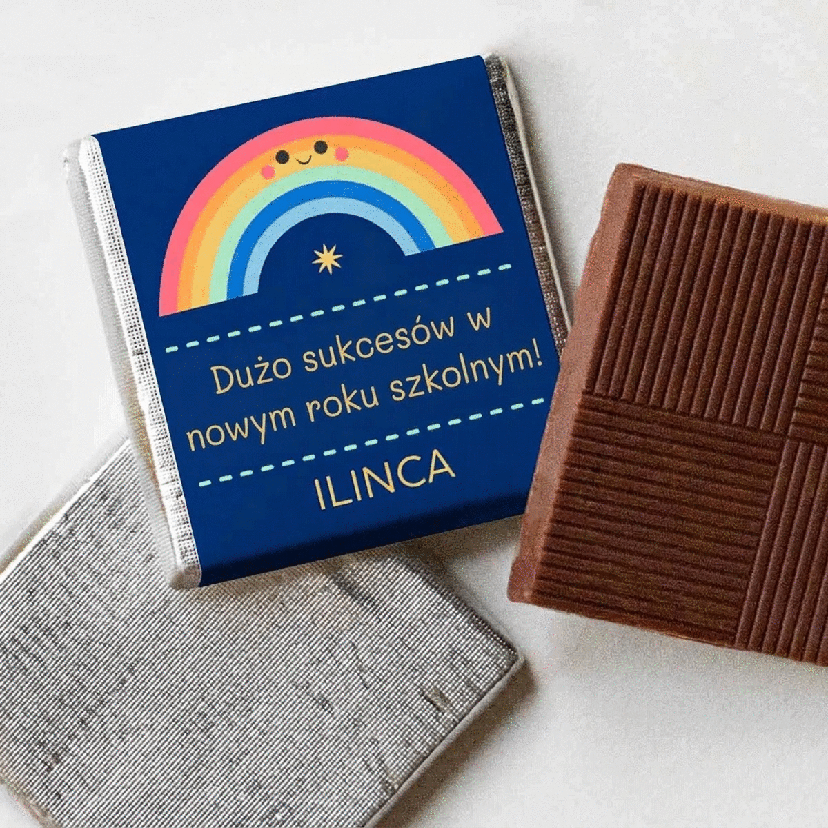 Mini czekoladka z indywidualnym napisem – Powodzenia!