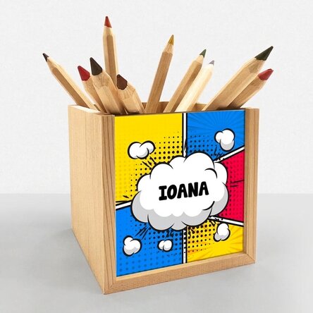 Spersonalizowany stojak na ołówki z imieniem – Comics