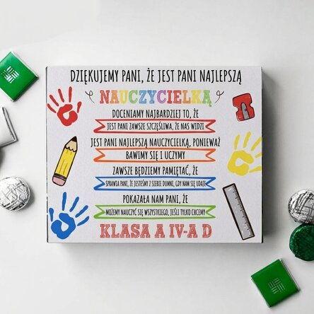 Spersonalizowane pudełko cukierków z dedykacją dla nauczycielki