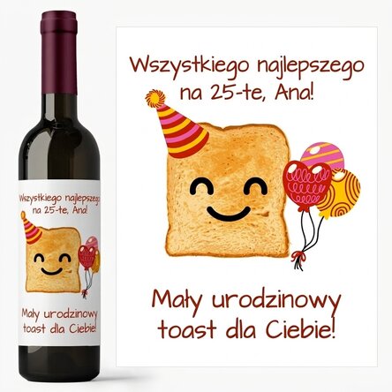 Wino z indywidualnym napisem – „A little toast”