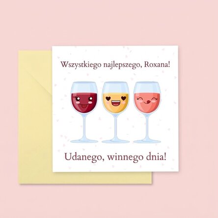 Spersonalizowana kwadratowa kartka z napisem – Wine-derful