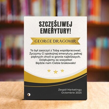 Spersonalizowana ramka na zdjęcia na biurko z napisem – Przejście na emeryturę