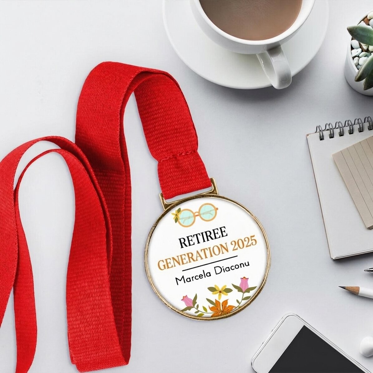 Spersonalizowany medal z napisem – przejście na emeryturę
