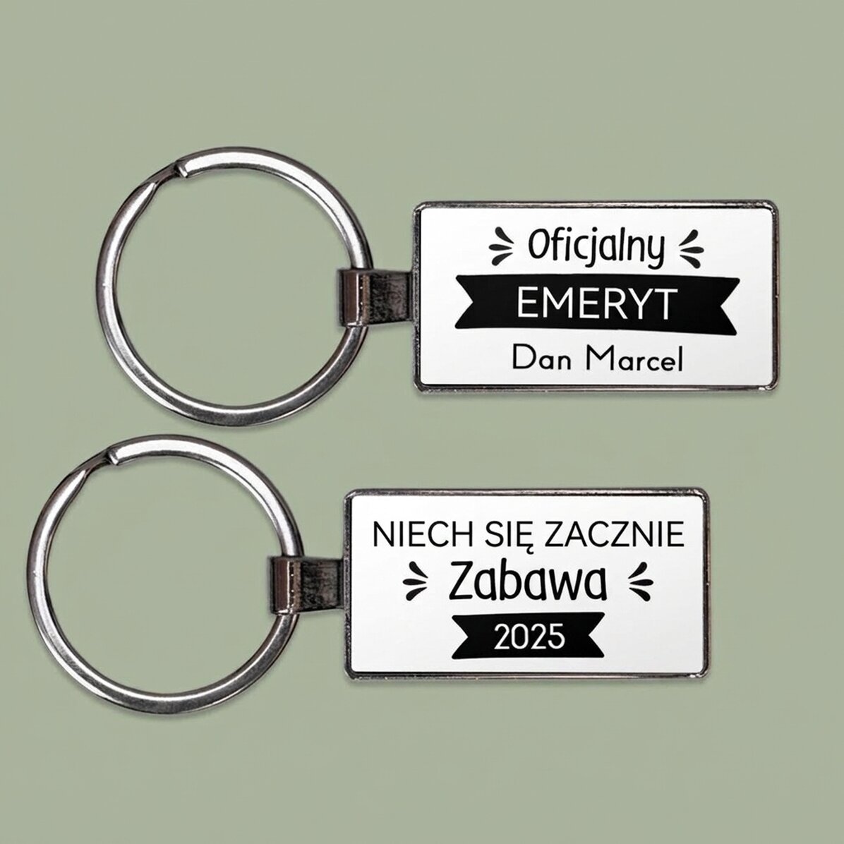 Spersonalizowany brelok z napisem – przejście na emeryturę