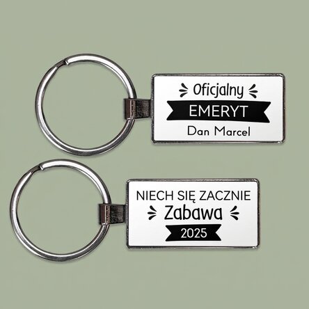 Spersonalizowany brelok z napisem – przejście na emeryturę