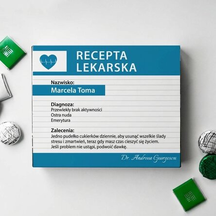 Spersonalizowane pudełko cukierków z napisem – Recepta lekarska