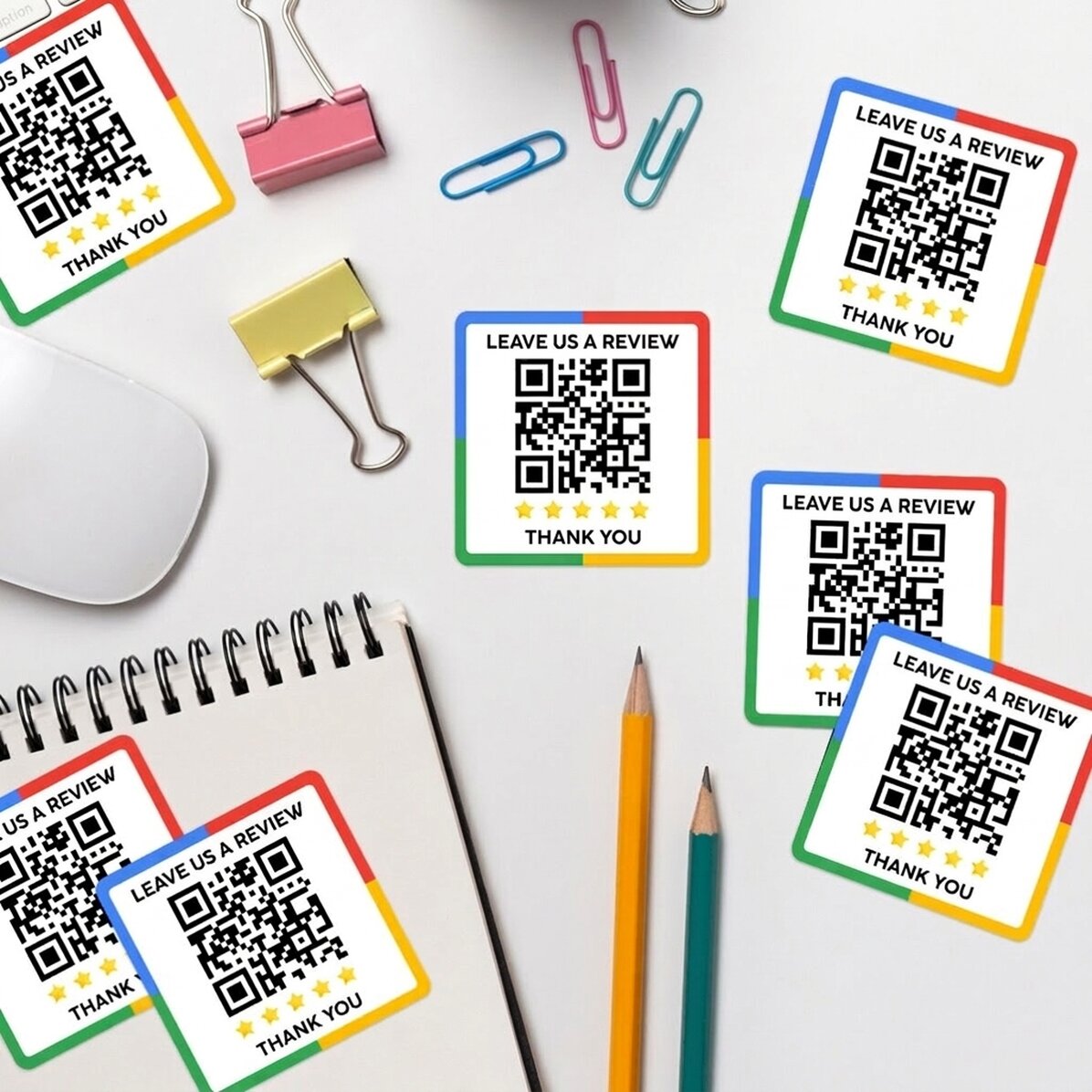 Zestaw 12 naklejek (samoprzylepnych etykiet) z indywidualnym nadrukiem i kodem QR – Napisz o nas rec