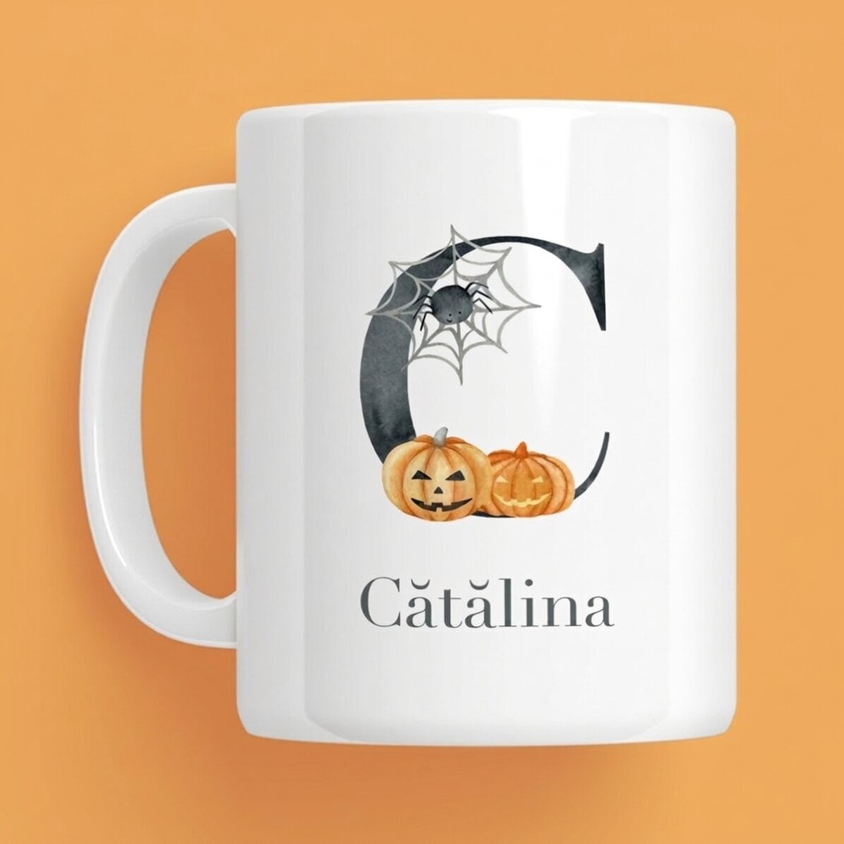 Spersonalizowany kubek z inicjałem i imieniem – Halloween