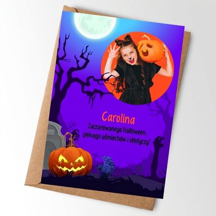 Spersonalizowana kartka z tekstem i zdjęciem – Halloween