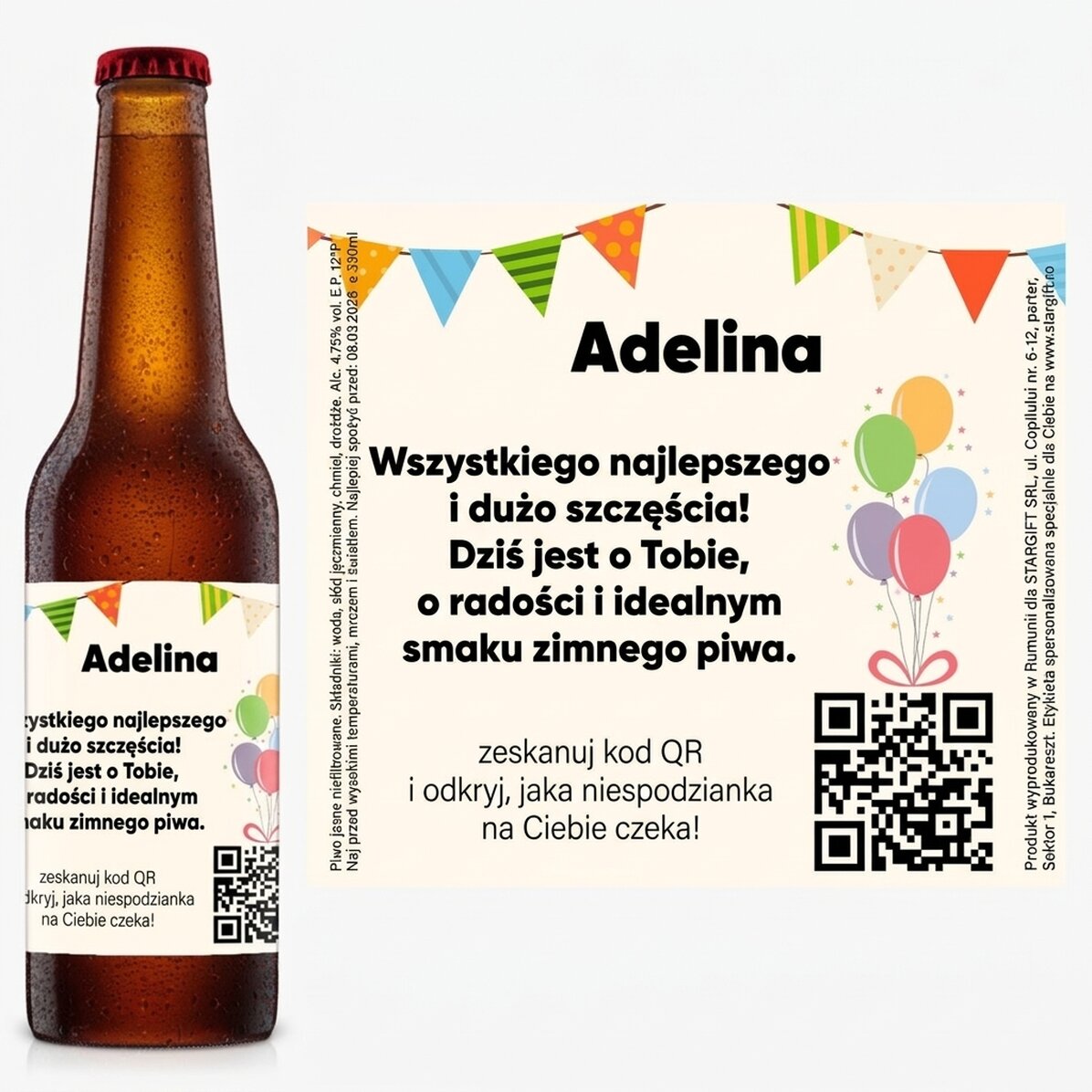 Piwo z indywidualnym nadrukiem i kodem QR – Rocznica
