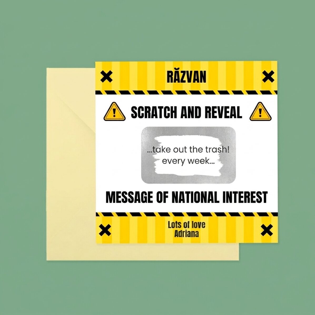 Spersonalizowana karta do zdrapywania z napisem – Interes National
