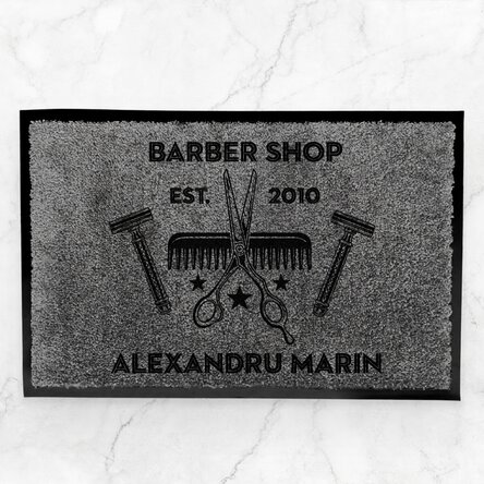 Spersonalizowana wycieraczka do wnętrz z napisem – Barber Shop