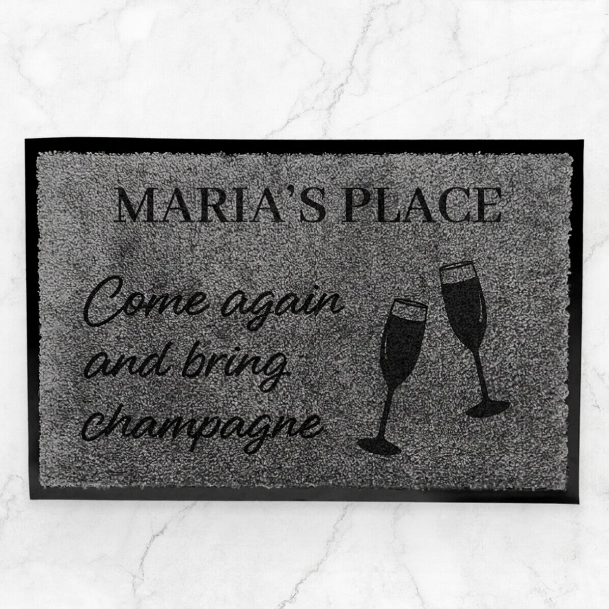 Spersonalizowana wycieraczka do przedpokoju – „Bring champagne”