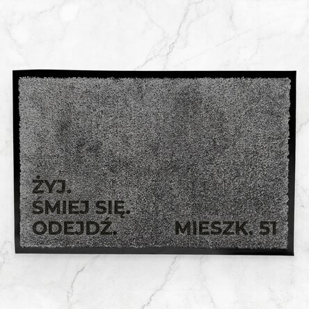 Spersonalizowana wycieraczka do wnętrz z napisem – Live. Laugh. Leave.
