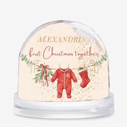 Personalised desk globe with message and photo - First Christmas