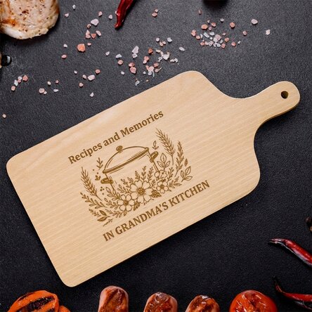 Personalised chopping board with text - Recipes and memories