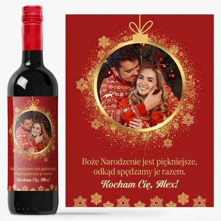 Wino z indywidualnym nadrukiem ze zdjęciem i tekstem – Boże Narodzenie