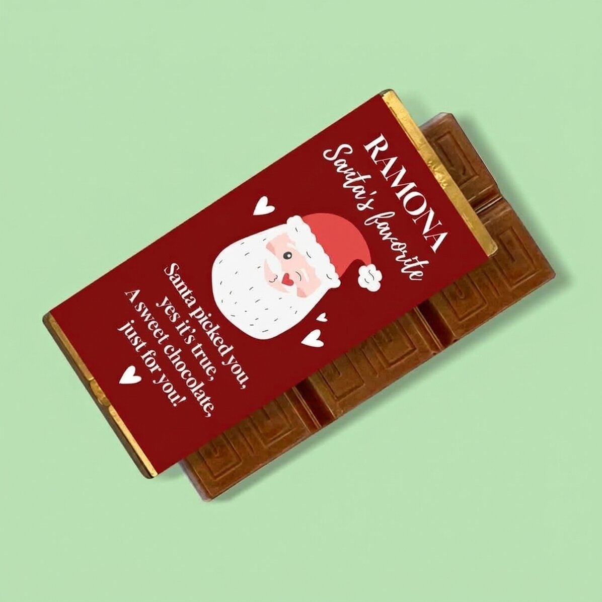 Mini chocolate bar personalised with text - Santa