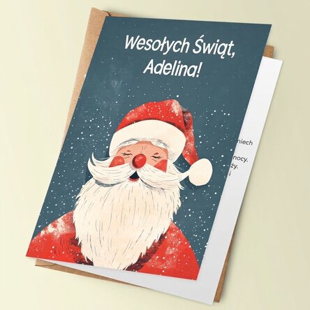 Spersonalizowana kartka z życzeniami świątecznymi – Vintage Santa