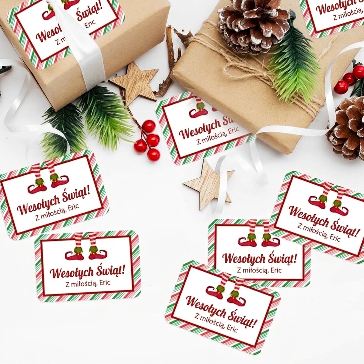Zestaw 8 spersonalizowanych naklejek (samoprzylepnych etykiet) – Elf