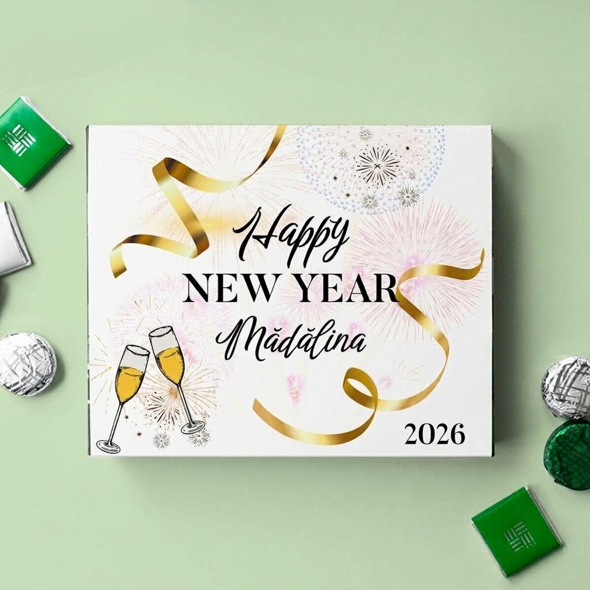 Pudełko cukierków z indywidualnym napisem – Happy New Year