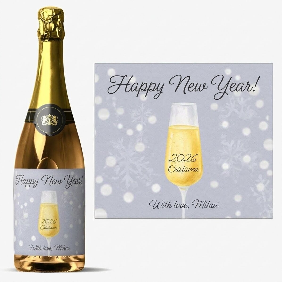 Wino musujące z indywidualnym napisem – Champagne Glass