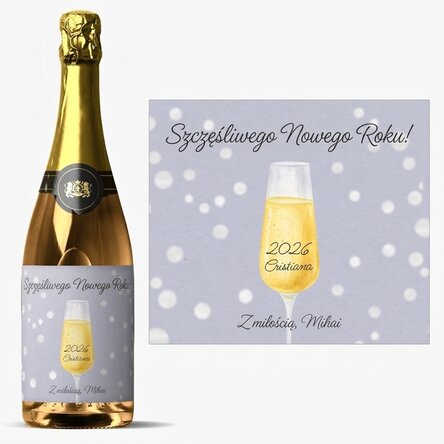 Wino musujące z indywidualnym napisem – Champagne Glass
