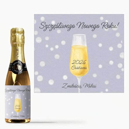 Mała buteleczka wina musującego z indywidualnym napisem – Champagne Glass