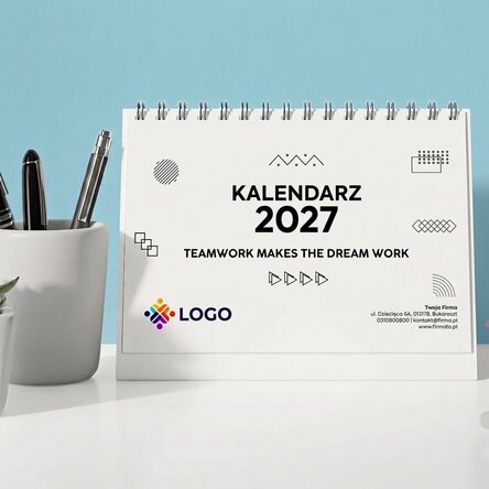 Spersonalizowany kalendarz biurkowy z logo i napisem