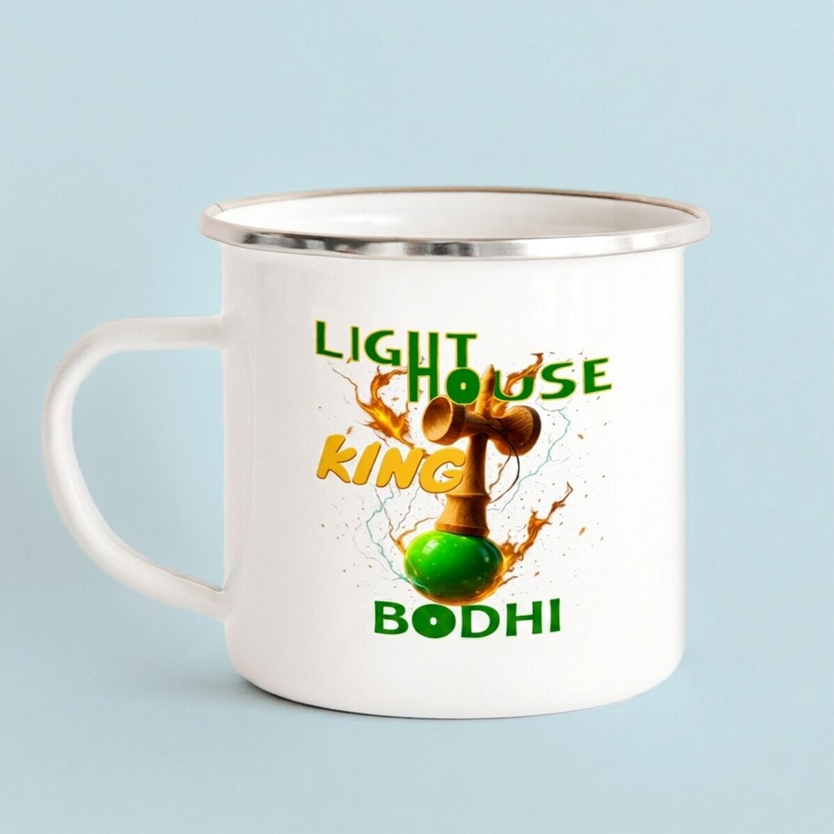 Emaliowany kubek metalowy z imieniem dla dzieci – Lighthouse King