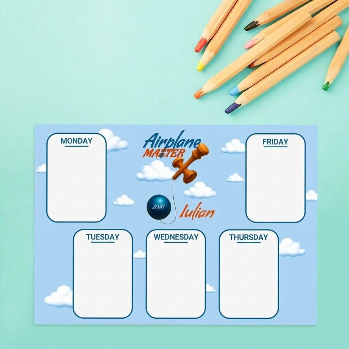 Indywidualny rozkład lotów z tekstem – Airplane Master