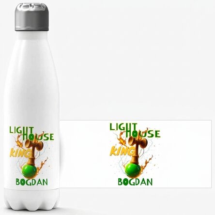 Termos z białą podstawą z indywidualnym nadrukiem – Lighthouse King