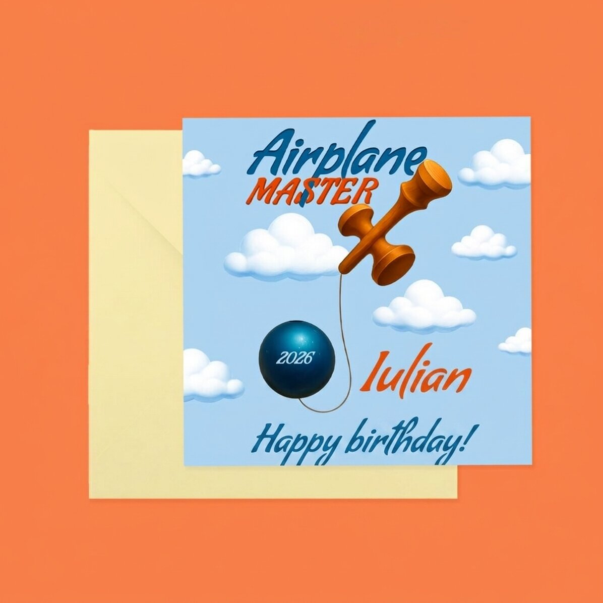 Spersonalizowana kwadratowa kartka z napisem – Airplane Master