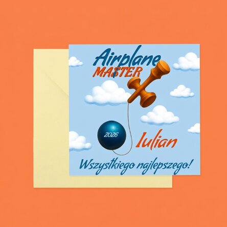 Spersonalizowana kwadratowa kartka z napisem – Airplane Master