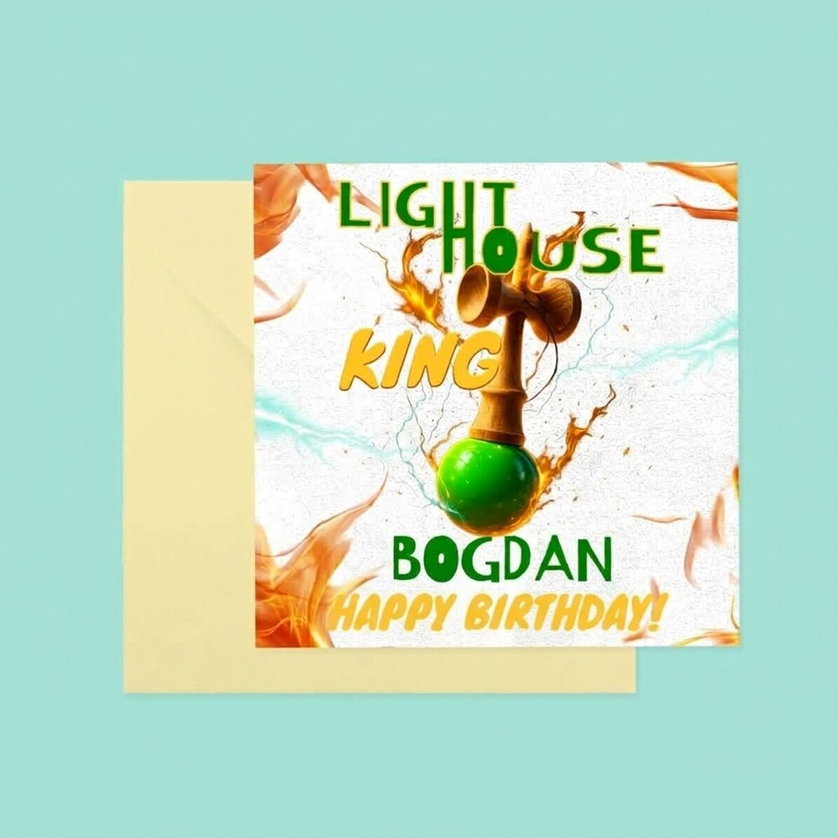 Spersonalizowana kwadratowa kartka z napisem – Lighthouse King