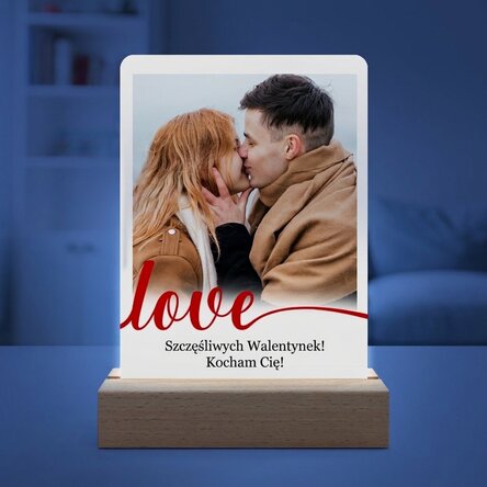 Spersonalizowana lampka nocna LED ze zdjęciem i napisem – Love