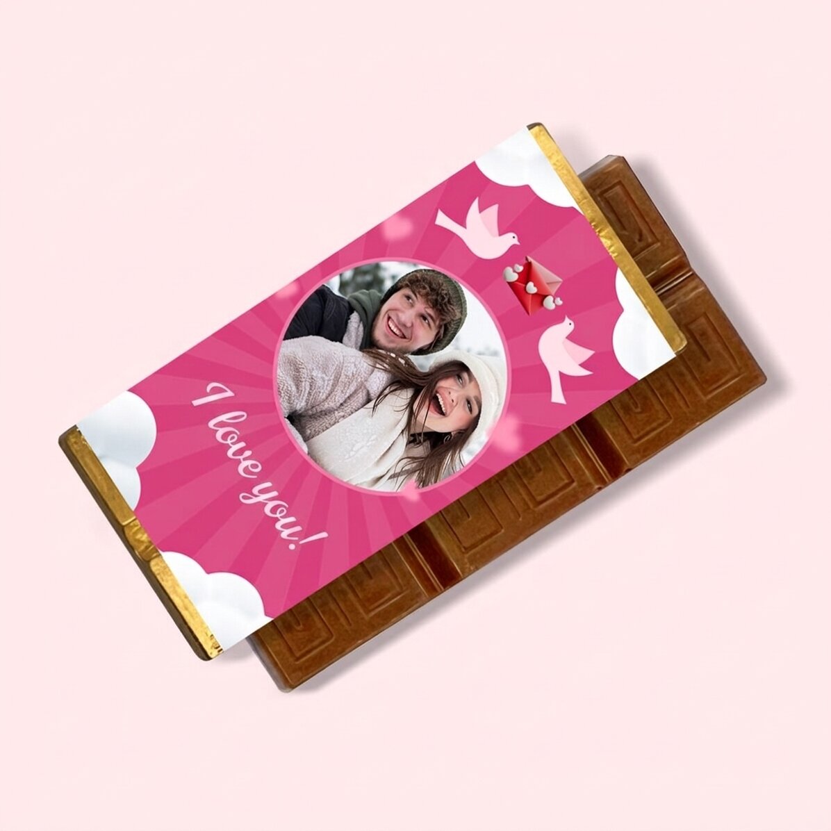Mini tabliczka czekolady z personalizowanym zdjęciem i napisem – Miłość