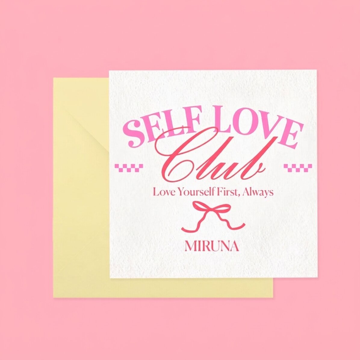 Spersonalizowana kwadratowa kartka z napisem – Self Love Club