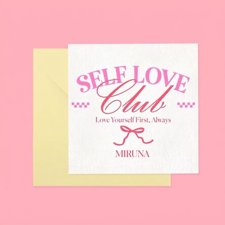 Spersonalizowana kwadratowa kartka z napisem – Self Love Club