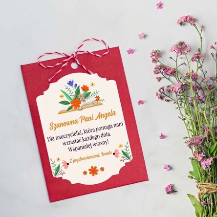 Spersonalizowany martisor do zasadzenia z napisem dla nauczycielek