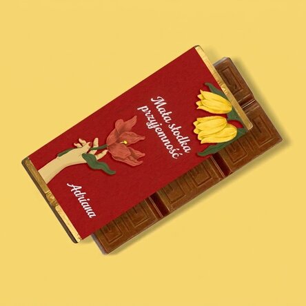 Mini tabliczka czekolady z indywidualnym napisem – Flowers