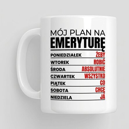 Kubek z napisem – Plan tygodniowy