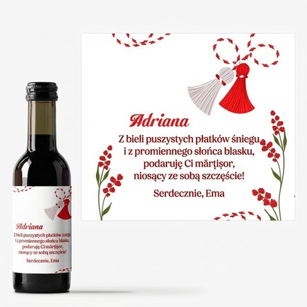 Mała buteleczka wina z indywidualnym napisem