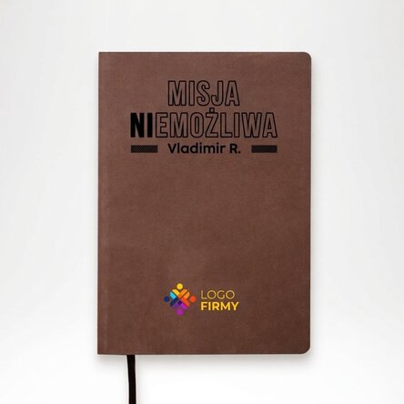 Spersonalizowany, kolorowy notes skórzany z logo i imieniem – Mission possible