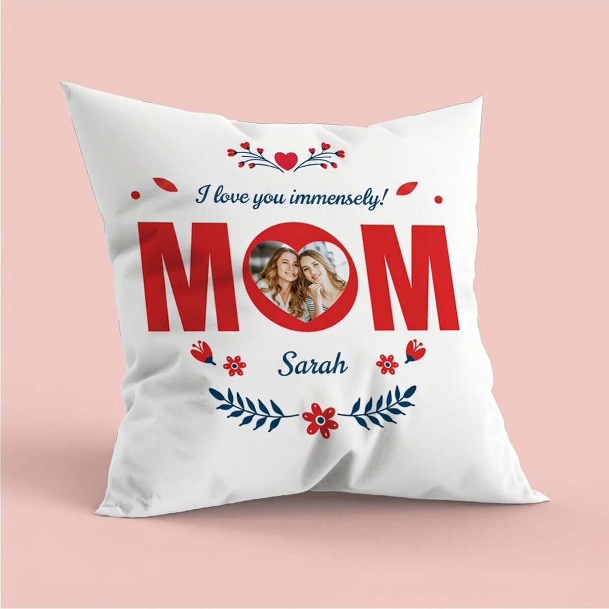 Spersonalizowana poduszka ze zdjęciem i napisem – Mama