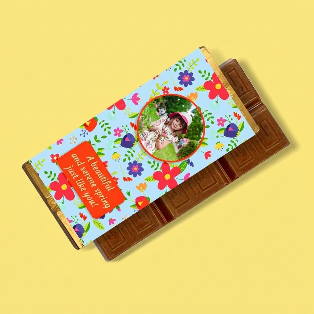 Mini tabliczka czekolady z indywidualnym napisem i zdjęciem – Pretty flowers