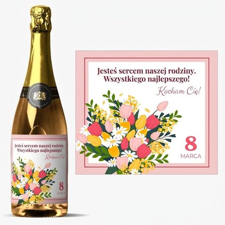 Wino musujące z indywidualnym napisem – Kwiaty