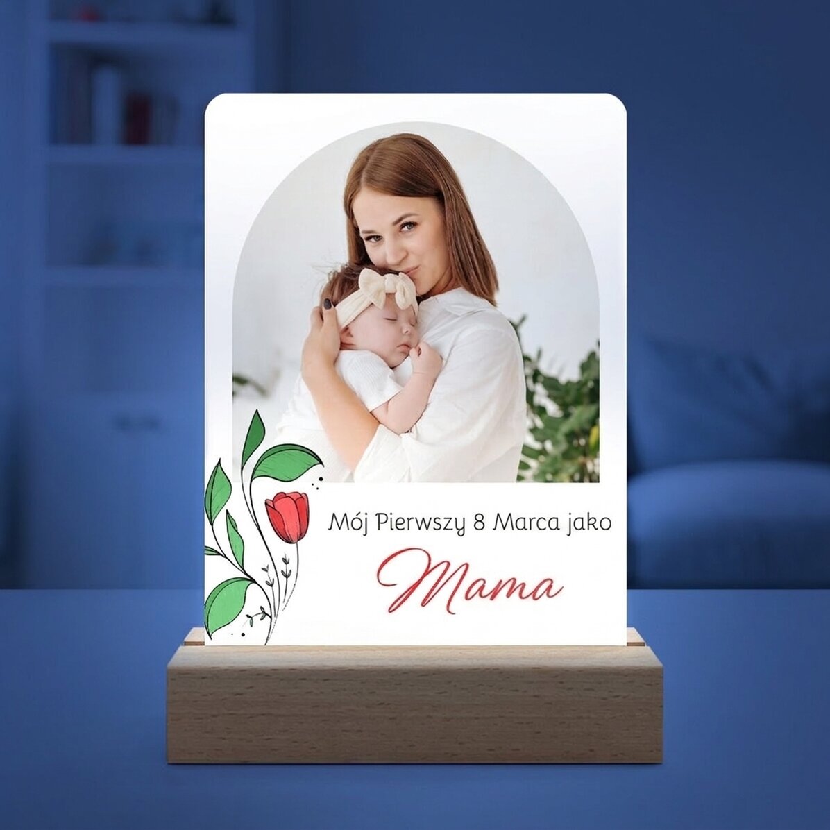 Spersonalizowana lampka nocna LED ze zdjęciem i napisem – miła pamiątka
