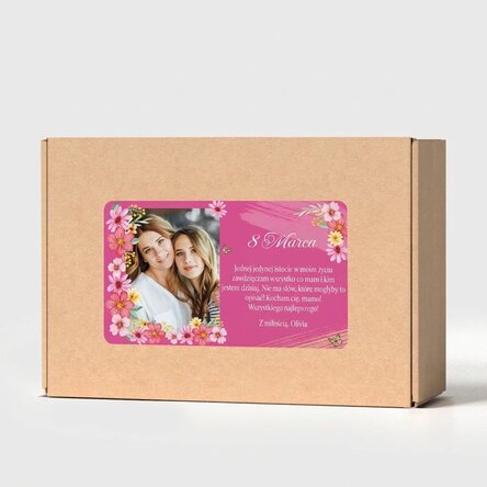Spersonalizowane pudełko typu craft z naklejką ze zdjęciem i wiadomością – Floral