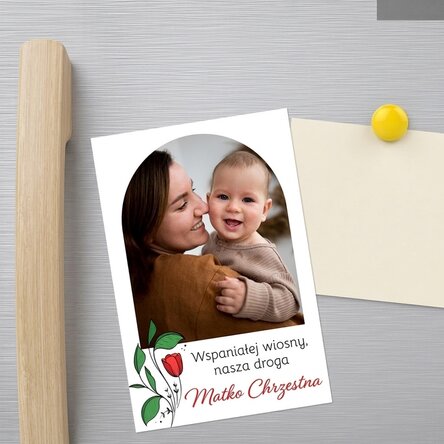 Magnes 10 x 15 cm z własnym zdjęciem i napisem – Kwiaty dla Ciebie